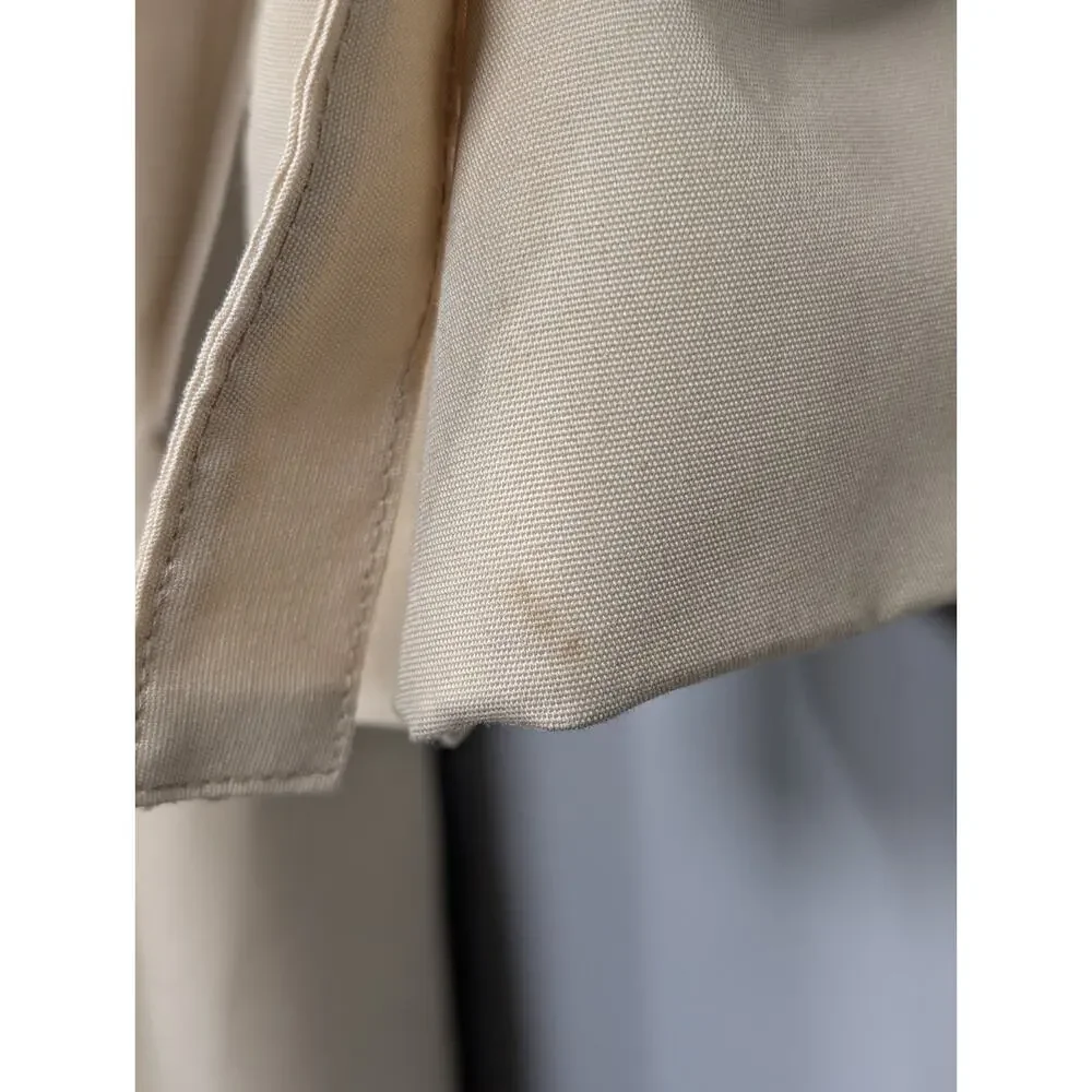 London Fog Trench Coat Womens 12 Petite Beige Tan Belted Long Rain Jacket...